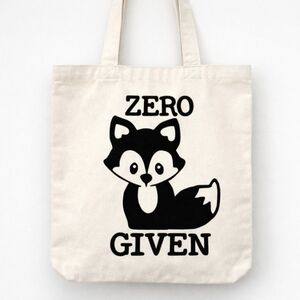 Zero Fox Given Funny Tote Bag | Cute Fox Canvas Bag | Sarcastic Aesthetic Bag